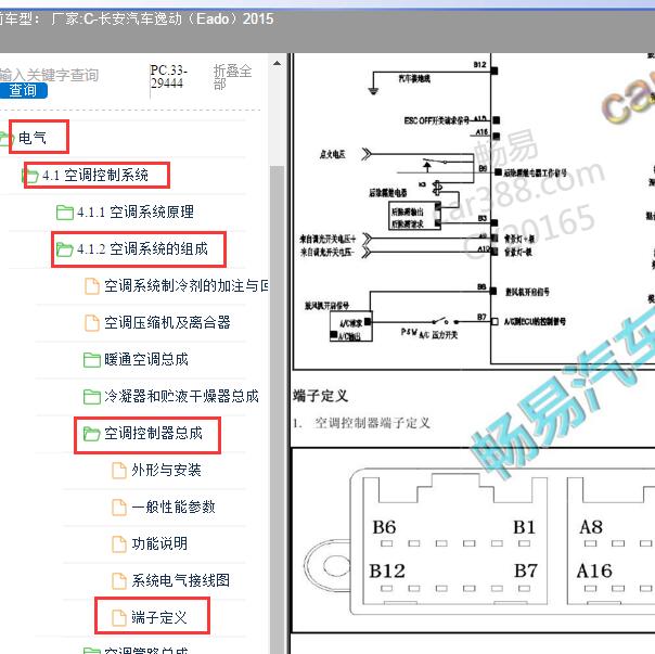 2015年长安逸动（Eado）空调针脚定义