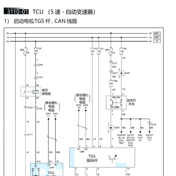 双龙雷斯特 变速箱电路图