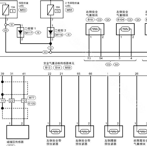 2019年日产启辰D60 气囊电路图