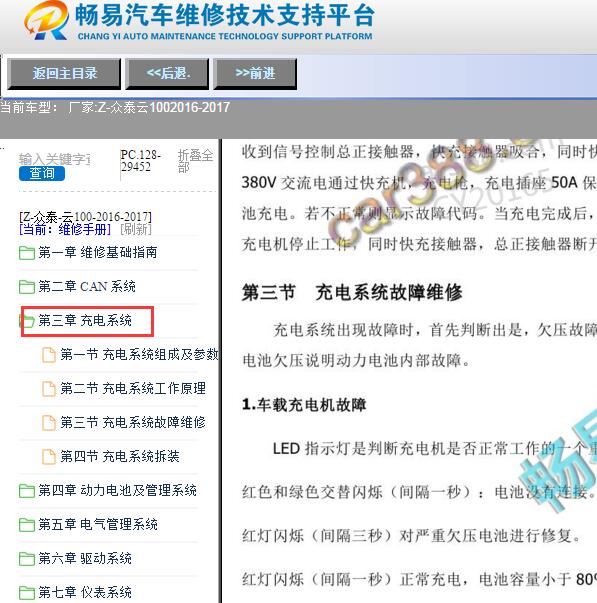 2016-2017年众泰云100充电系统维修手册