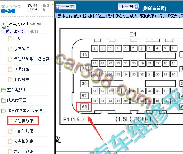 2017年天津骏派D60 发动机针脚