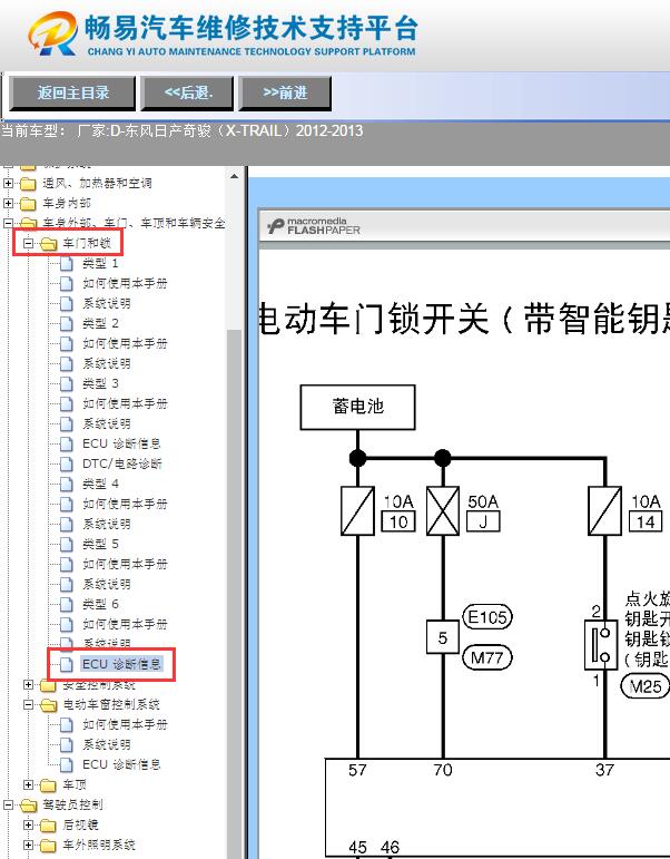2012年日产奇骏 中控电路图