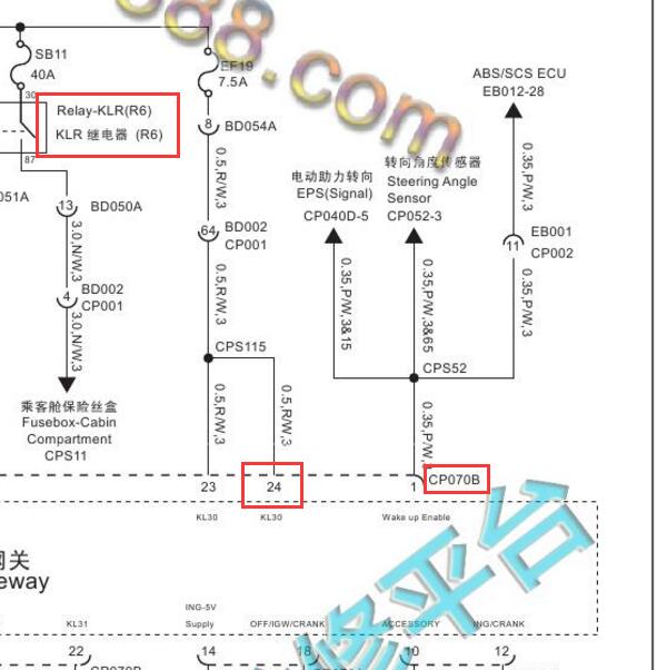 2015年荣威360  24针网关电路图