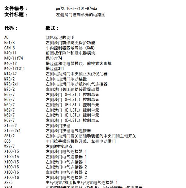 2018年奔驰V260 电动滑门电路图