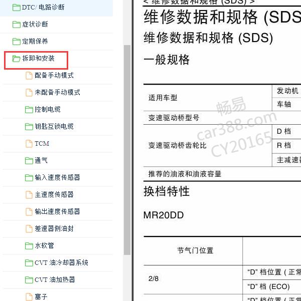 2017-2018年日产奇骏变速箱维修手册