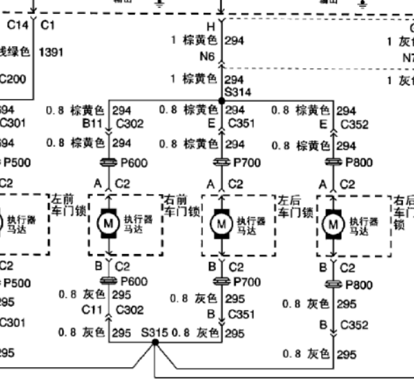 2007年别克君威遥控门锁电路图