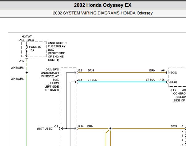 2002年本田奥德赛变速箱维修手册和变速箱仪表通讯电路图