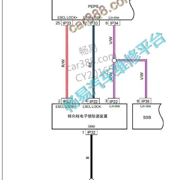 2016-2017年吉利帝豪转向柱锁电路图