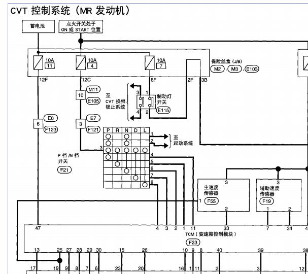 日产天籁CVT变速箱电路图