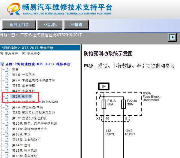 2016-2017年凯迪拉克XT5 ABS电路图