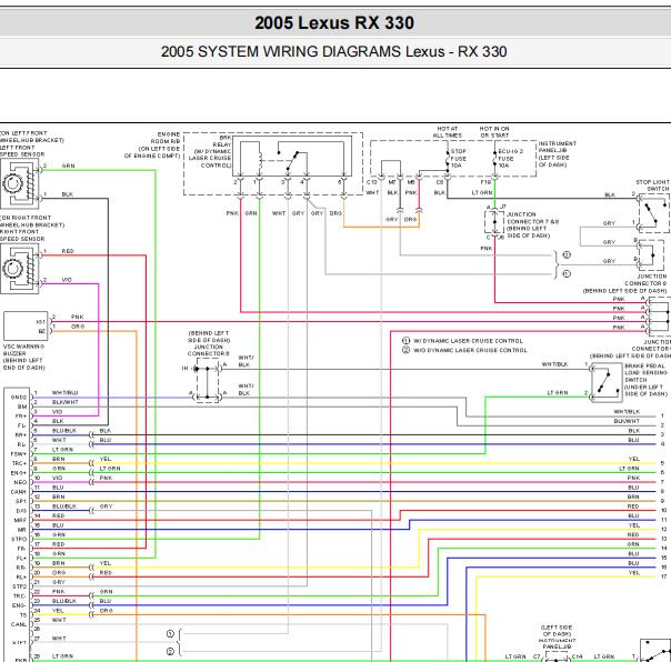 2005年雷克萨斯RX330 ABS电路图