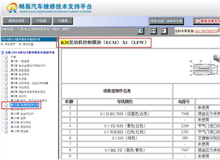2014年别克GL8发动机针脚资料