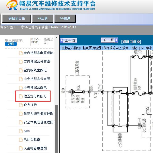 2011-2013年江淮汽车-瑞鹰（Rein）小灯电路图
