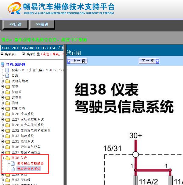 2015年沃尔沃XC60  油表电路图