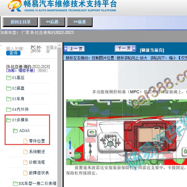 2022-2023年比亚迪-海豹ADAS部件位置