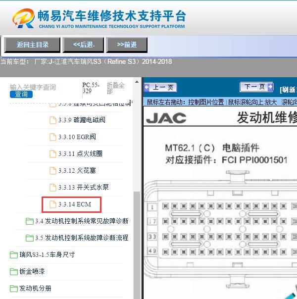 2014年江淮瑞风S3  发动机针脚
