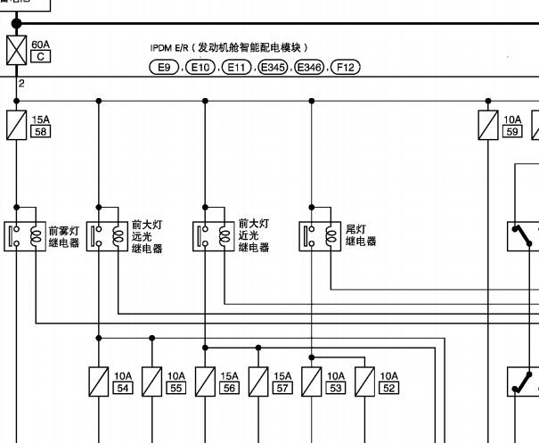 2010年日产天籁机舱保险盒电路图