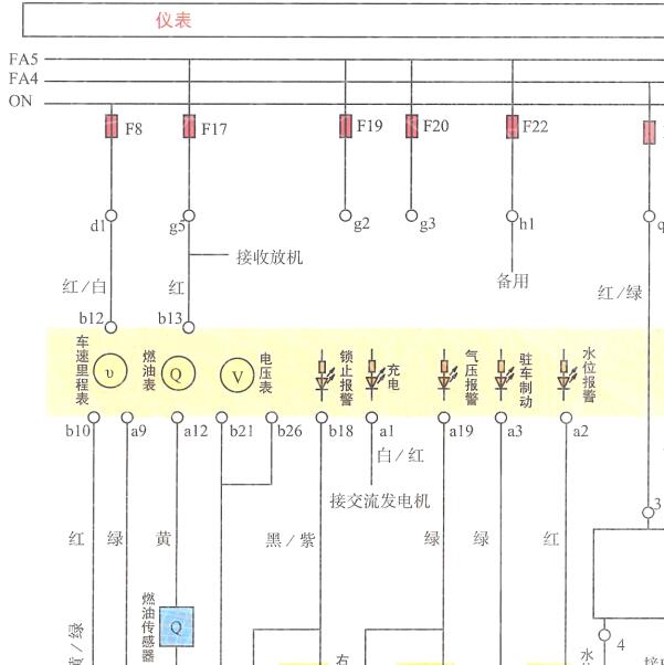 解放J6仪表电路图