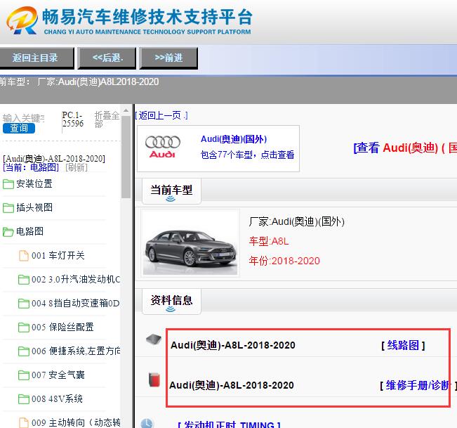 2018年奥迪A8L电路图与维修手册