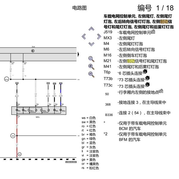 2016年斯柯达昕锐  刹车灯和尾灯电路图