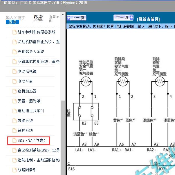 2019年东风本田-艾力绅（Elysion）安全气囊电路图