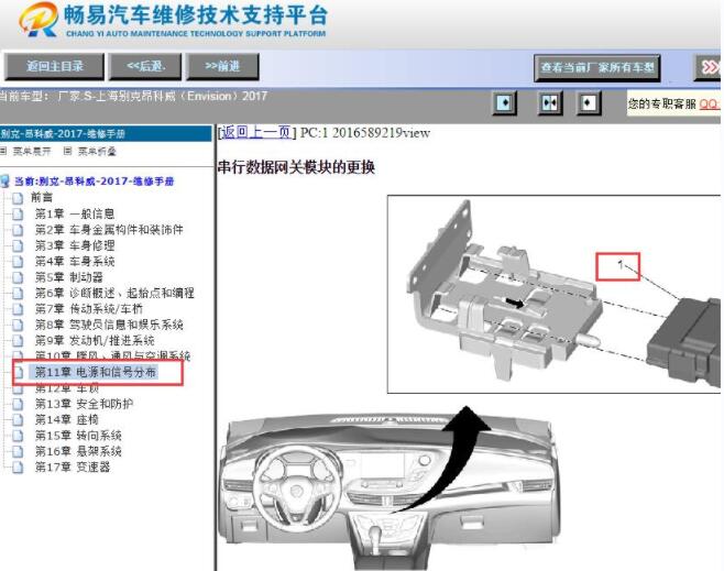 2017年别克昂科威网关位置