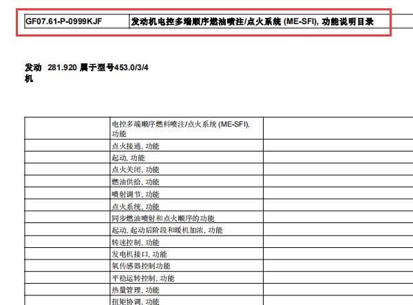 2016年奔驰SMART发动机功能目录