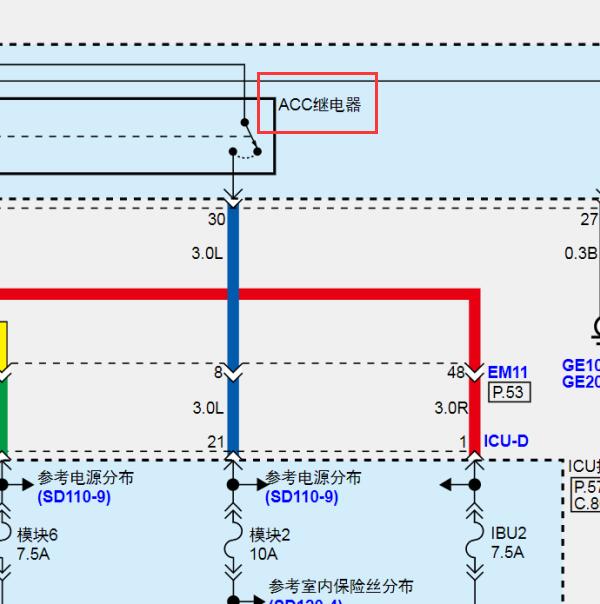 2021年现代IX35   ACC继电器电路图  