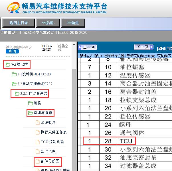 2019年长安逸动  TCU模块位置