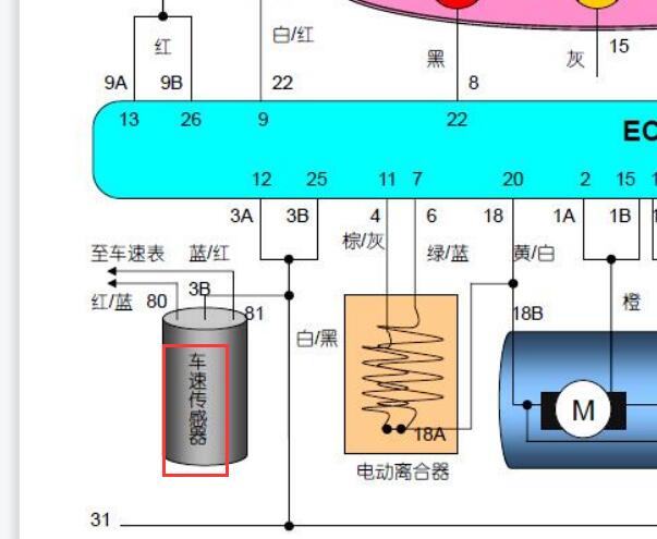 郑州日产奥丁和帕拉丁仪表车速传感器电路图