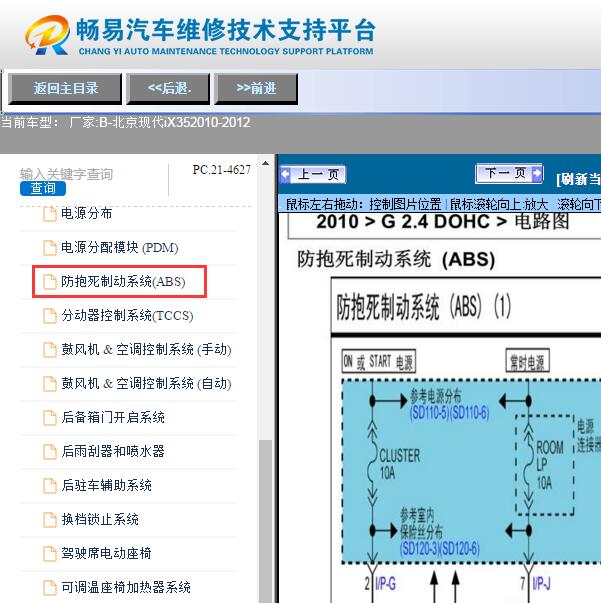 2010年现代IX35  ABS电路图