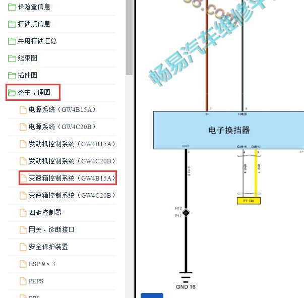 2021年长城哈弗F7x换挡器电路图