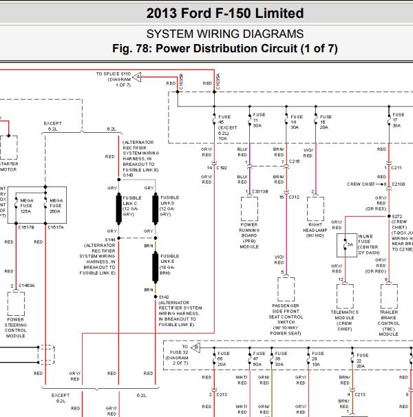 2013年福特猛禽F150  保险丝电路图