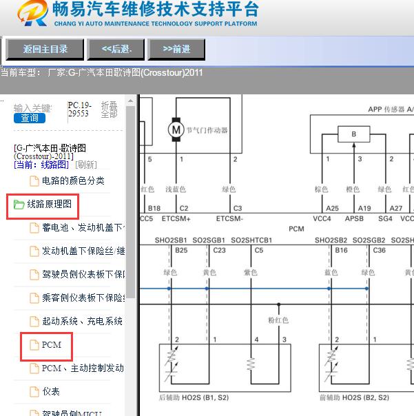 2011年广汽本田-歌诗图(Crosstour)氧传感器电路图