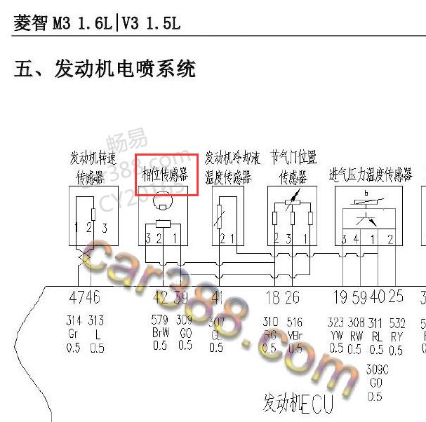 2016年东风菱智V3 4G15S发动机曲轴位置传感器电路图