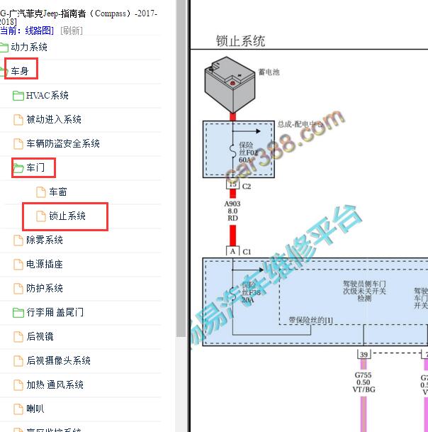 2017-2018年吉普指南者 闭锁器电路图