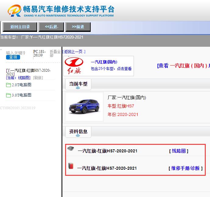 2020-2021年红旗HS7  电路图和维修手册