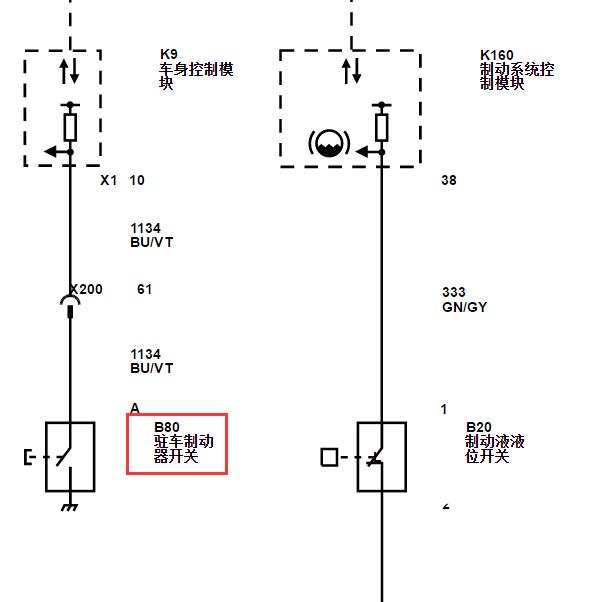 2016年别克君越  手刹开关线路图
