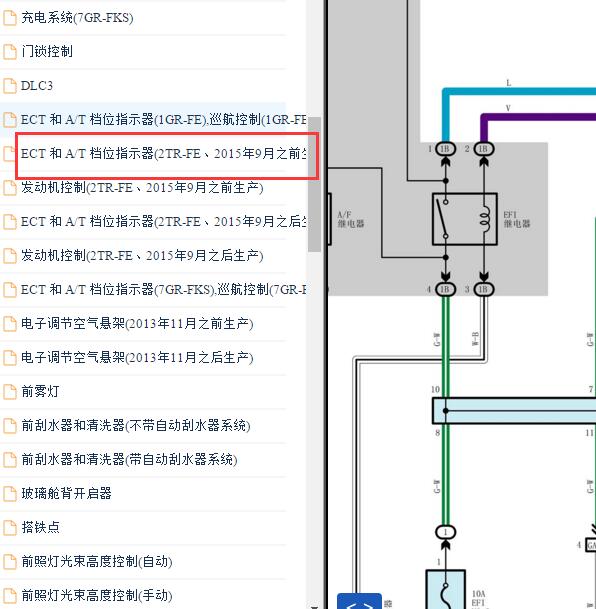 2010-2011年丰田普拉多 2TR 变速箱电路图