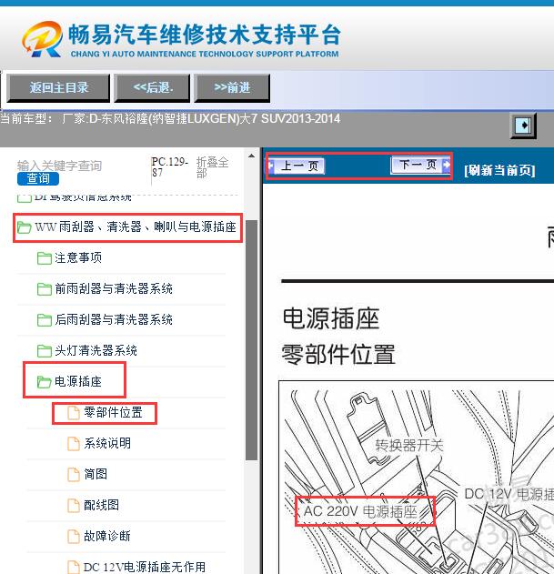 2013-2014年东风裕隆纳智捷大7 SUV 220V电源逆变器位置