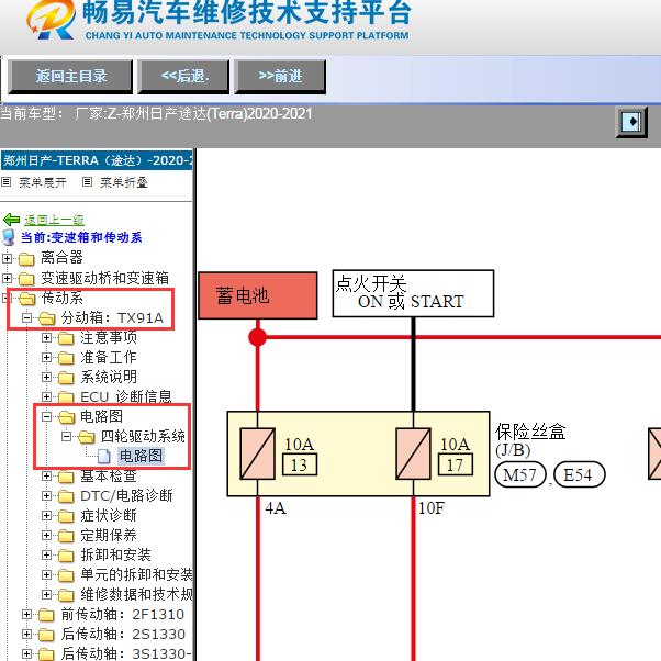 2020-2021年郑州日产-途达(Terra)四驱电路图