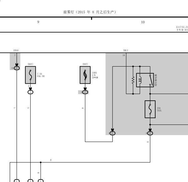19年丰田酷路泽雾灯电路图