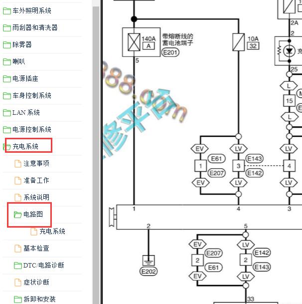 2016-2017年日产途乐 充电系统电路图
