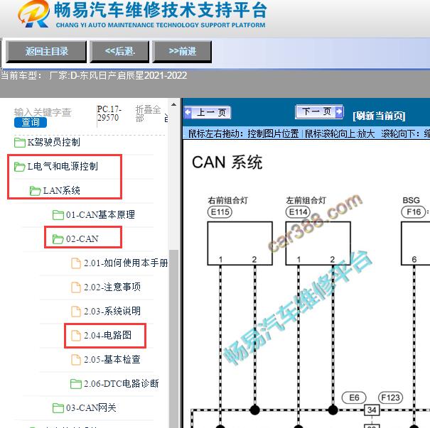 2021-2022年东风日产-启辰星网络通讯电路图