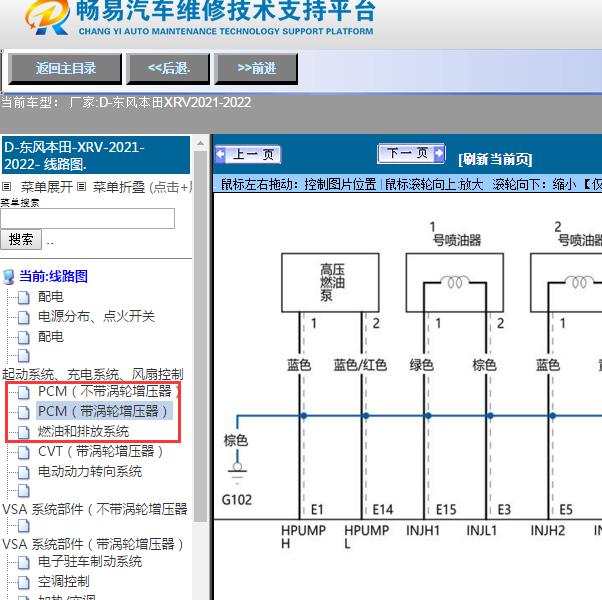 2021-2022年东风本田-XRV 发动机电路图