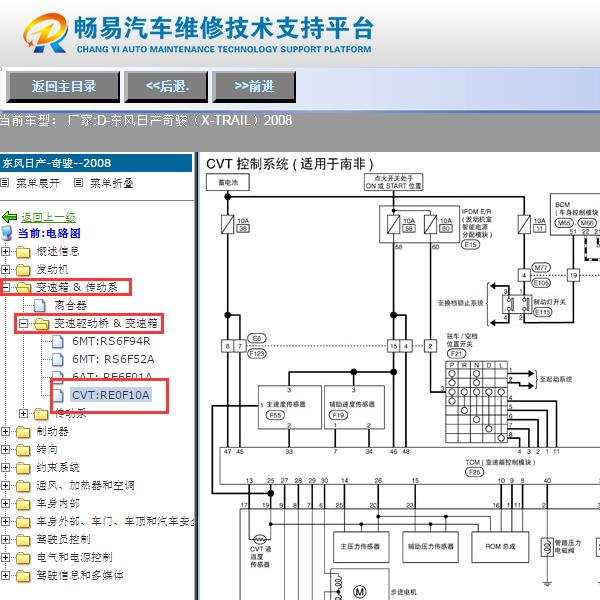 2008年日产奇骏  变速箱电路图