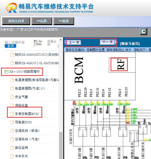 2015年江铃陆风X8遥控天线电路图
