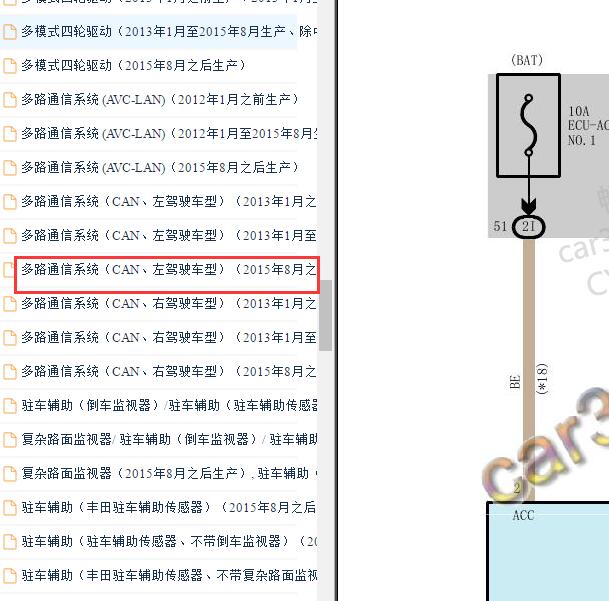 2015-2020年丰田霸道CAN电路图