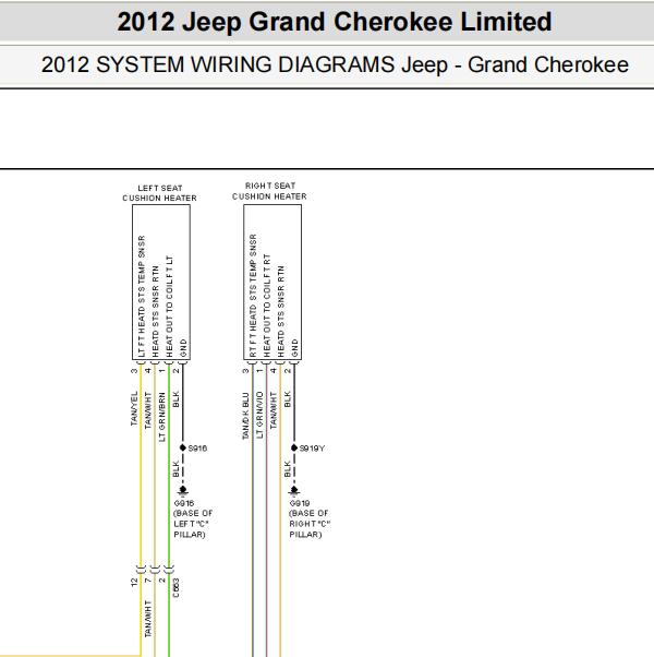 2012年JEEP大切诺基  座椅加热电路图