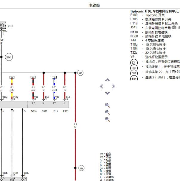 2010款大众途锐 变速箱电路图